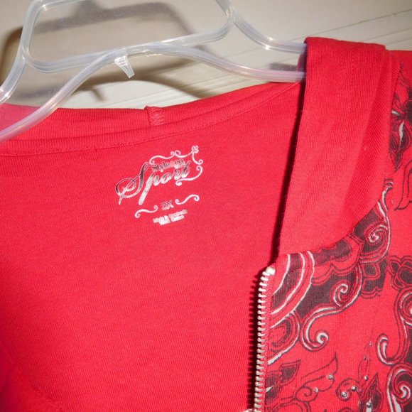 3X STYLE & CO. RED HOODED FAUX LAYER TUNIC TOP GRAHIC DESIGN - Picture 3 of 10